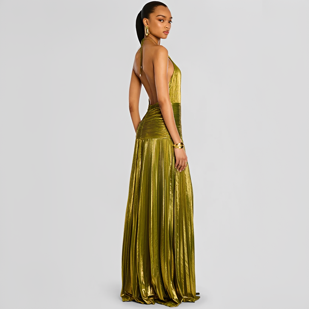Naira - Elegantes Plissiertes Kleid mit Schlitz