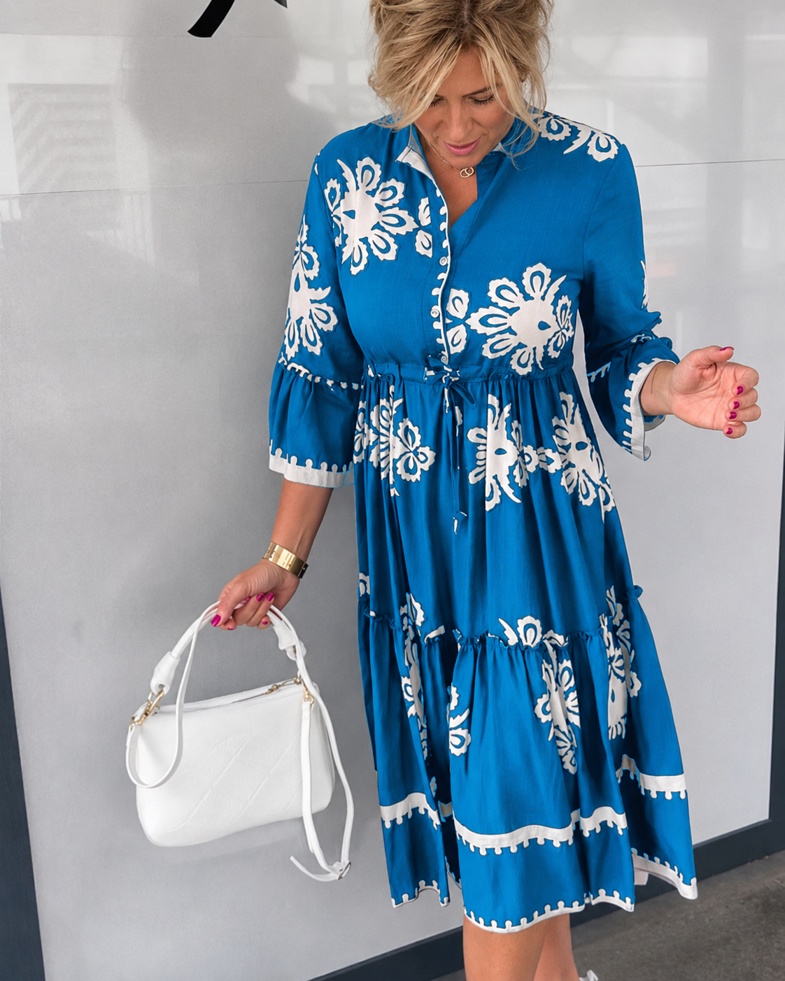 Lelia - Schickes Midikleid mit halber Knopfleiste