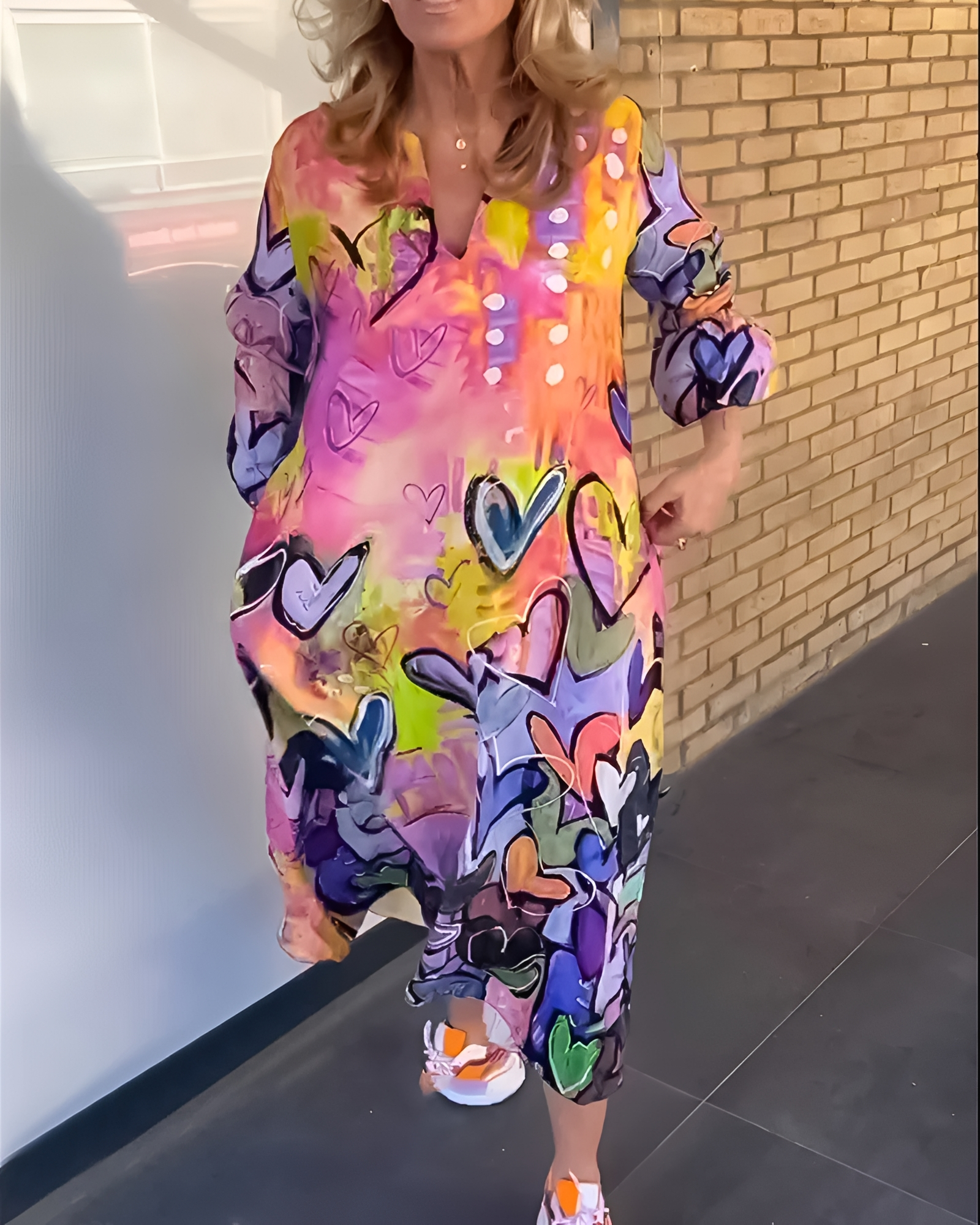 Geneva - Bequemes Kleid mit V-Ausschnitt