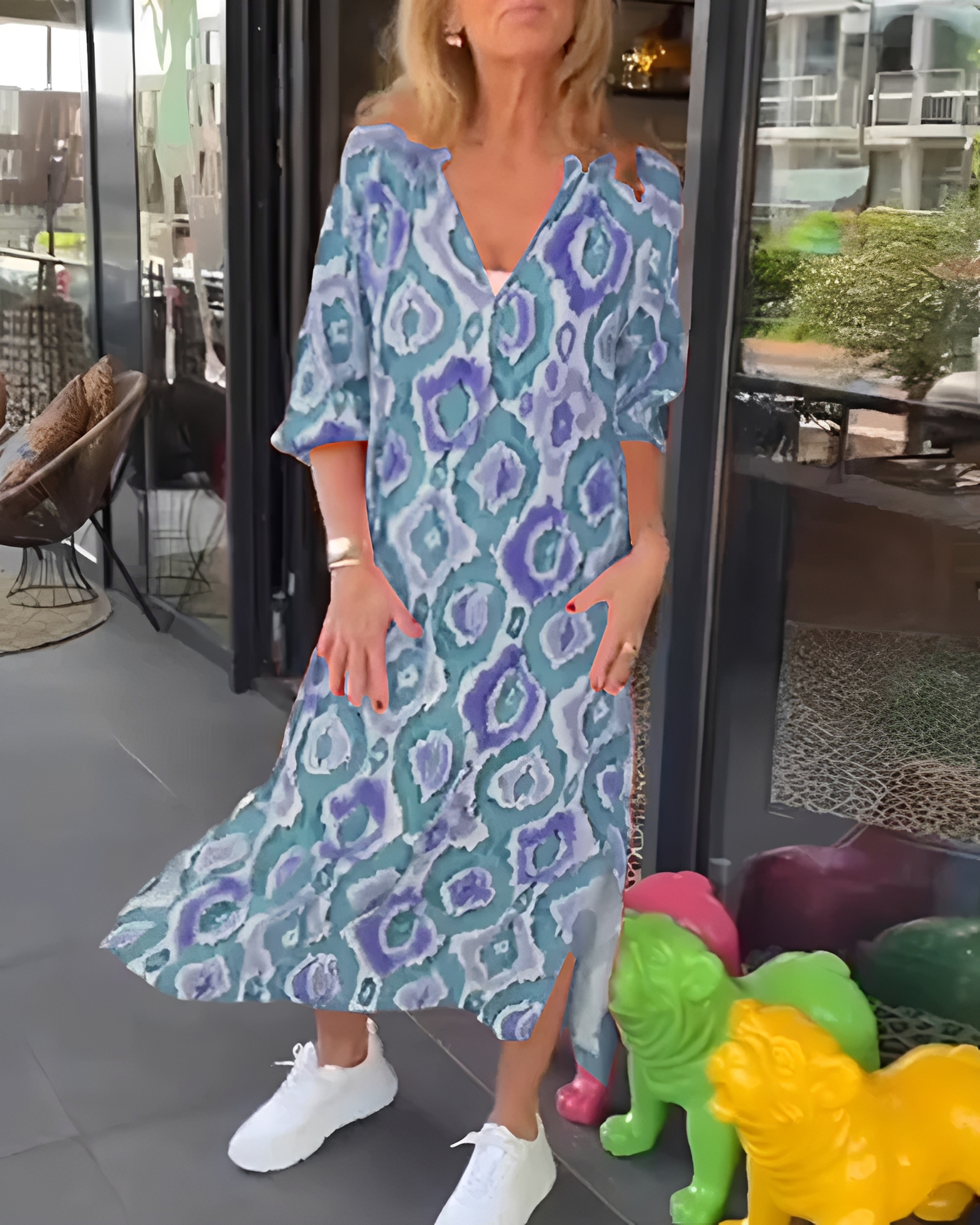 Rachael - Stilvolles Midikleid mit V-Ausschnitt