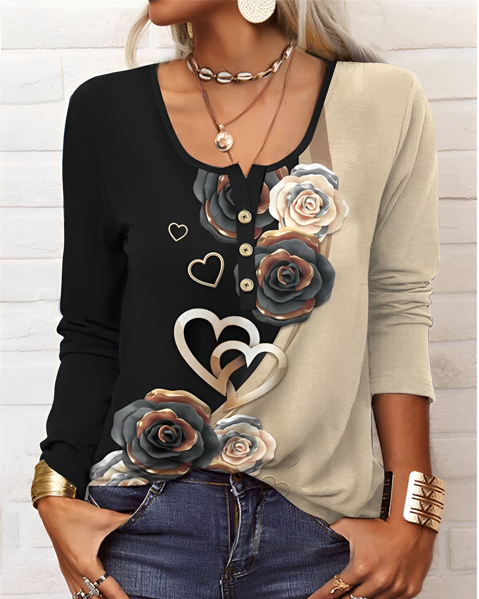 Alejandra - Schicke Halbknopf-Bluse