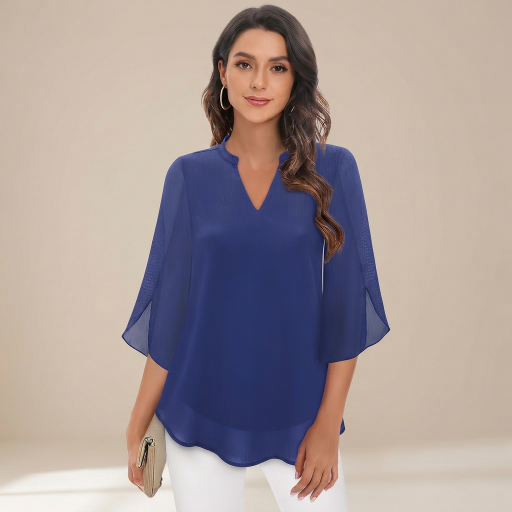 Arsine - Elegante, locker sitzende V-Ausschnitt-Bluse