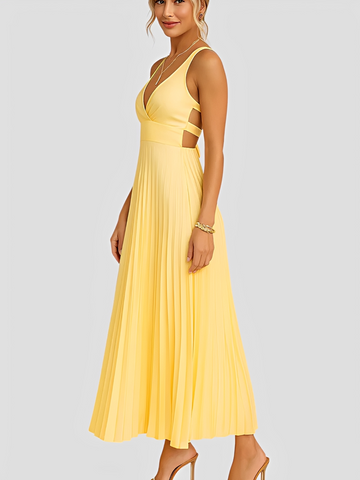 Anjanae - Elegantes Kleid mit V-Ausschnitt und Plisseerock