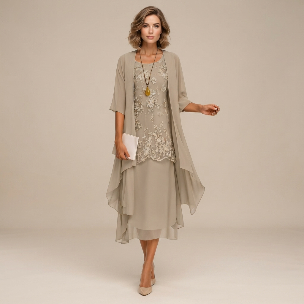 Krystal - Elegantes Zweiteiliges Midikleid
