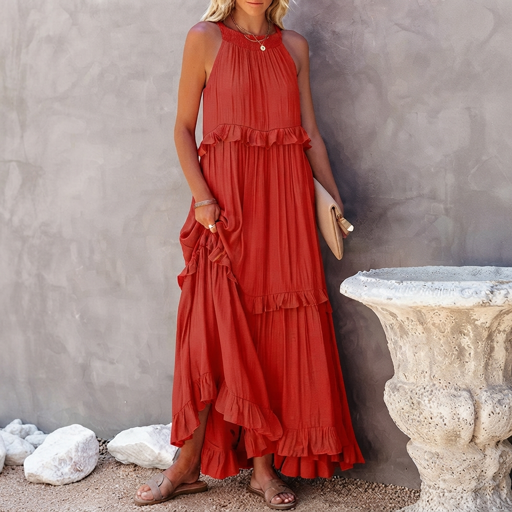 Vessa - Elegantes Stufen-Maxikleid