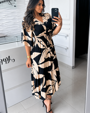 Agathe - Stilvolles V-Ausschnitt-Midikleid