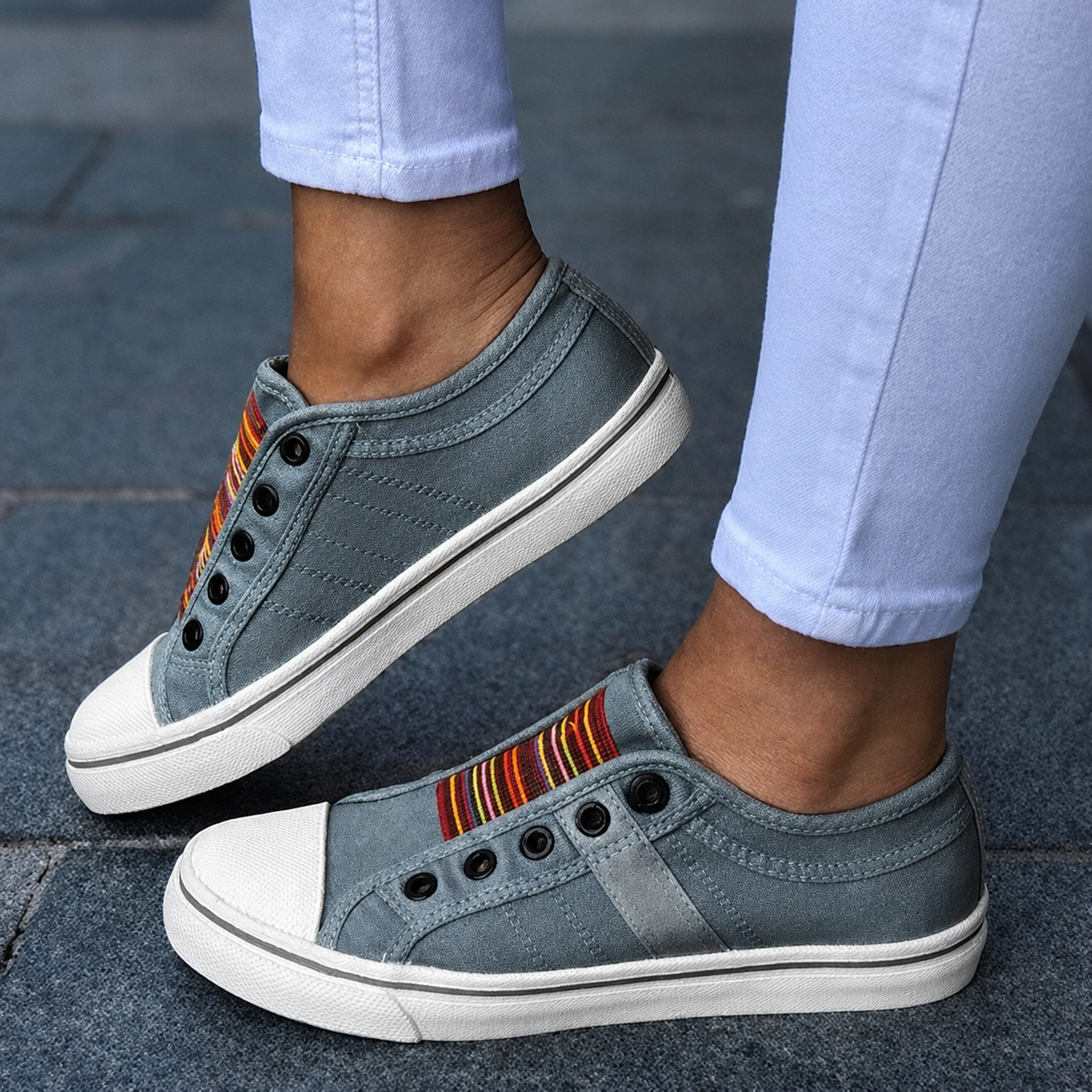 Jorrie - Klassische elastische Segeltuch-Sneaker
