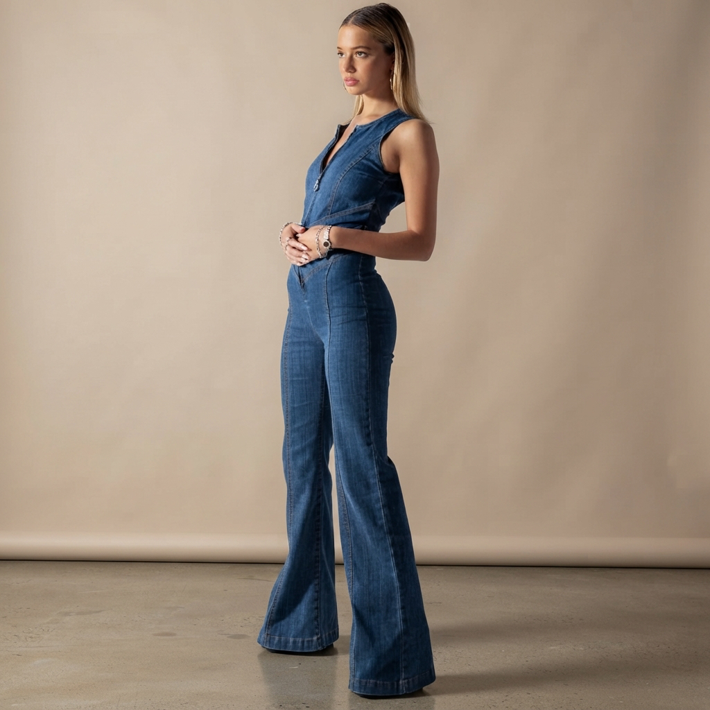 Rebecca - Vintage-Stil Reißverschluss-Jumpsuit