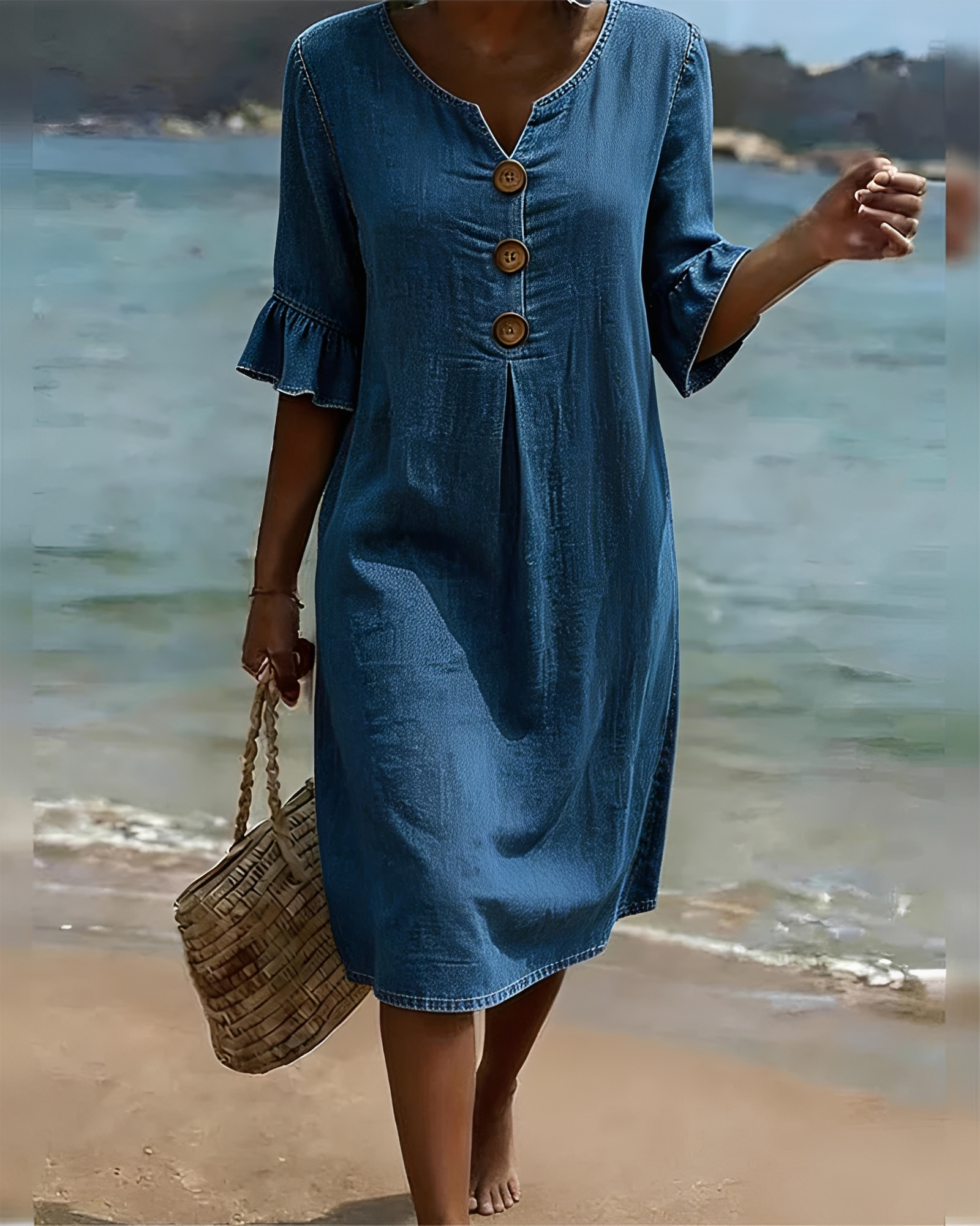 Zahara - Schickes Knopf-Midikleid