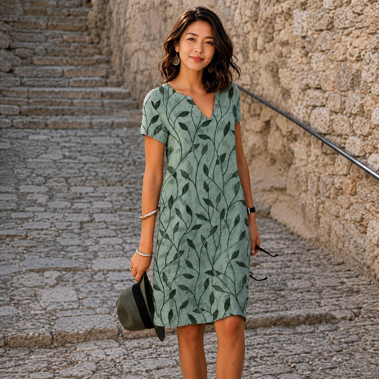 Josette - Lockeres Midikleid mit V-Ausschnitt