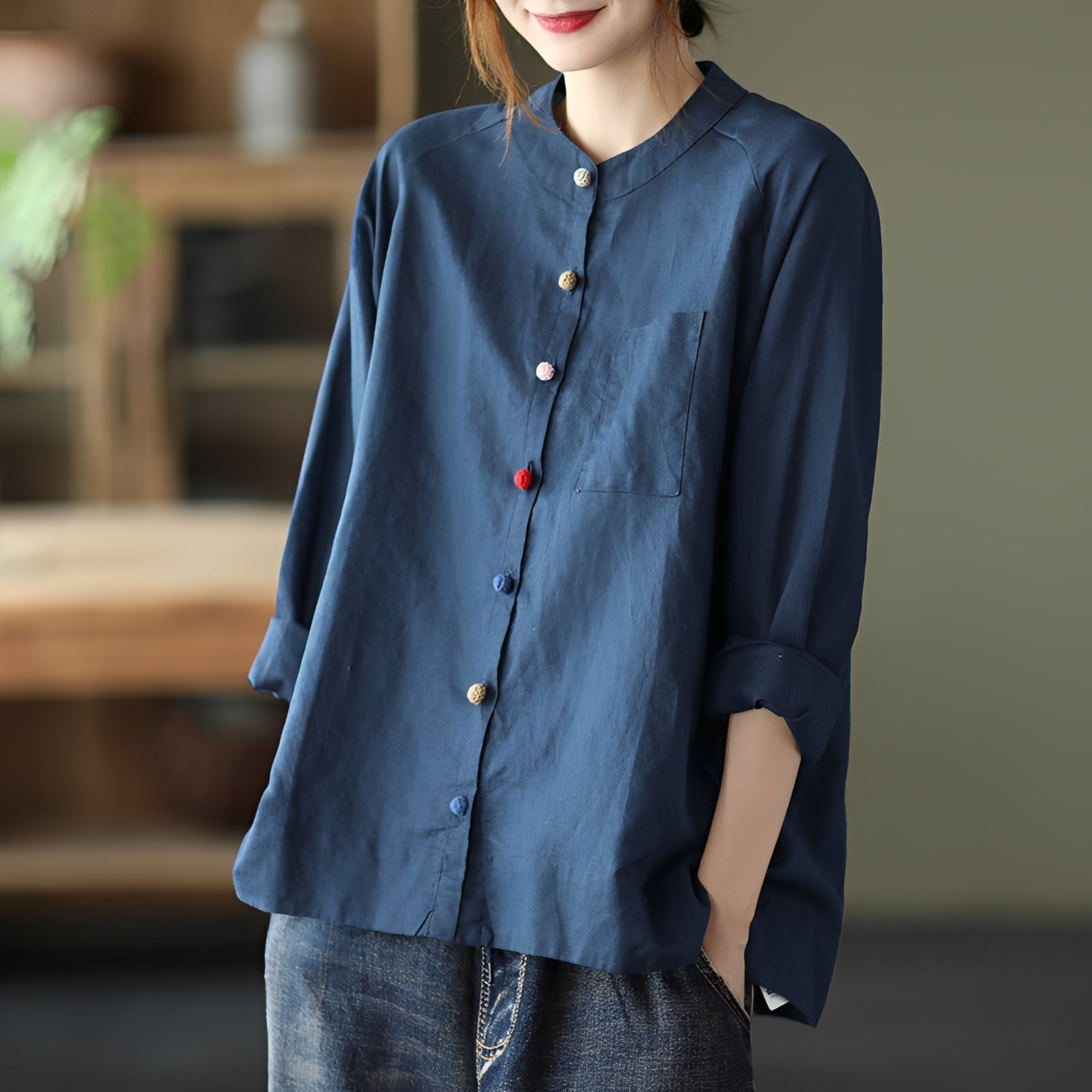 Nellie - Bequeme Bluse mit Taschen für Damen