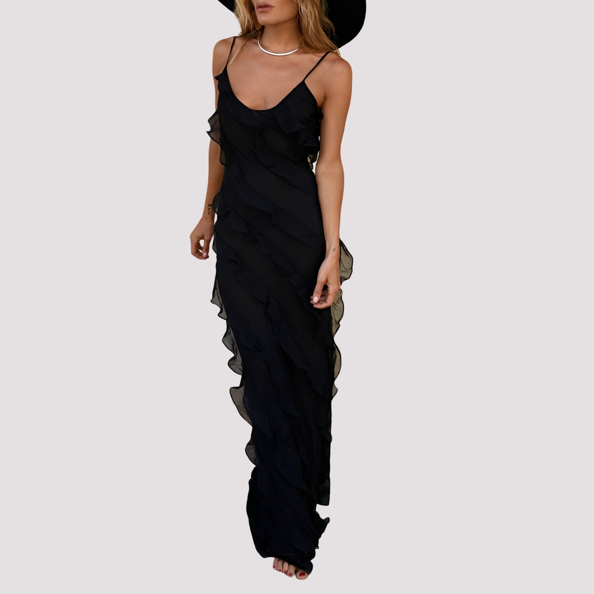 Micah - Elegantes Rüschen-Maxikleid
