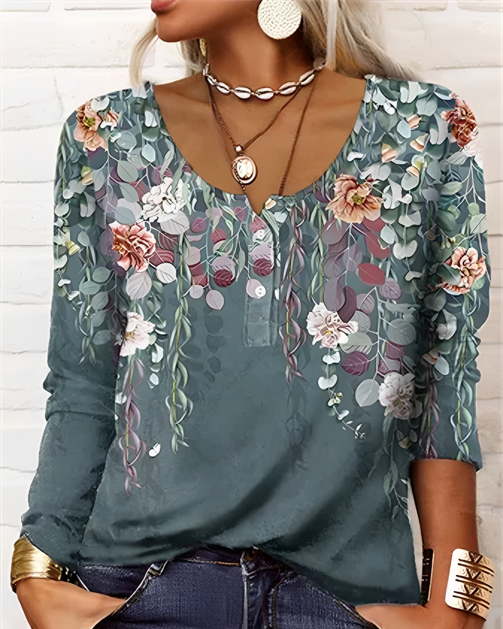 Alejandra - Schicke Halbknopf-Bluse
