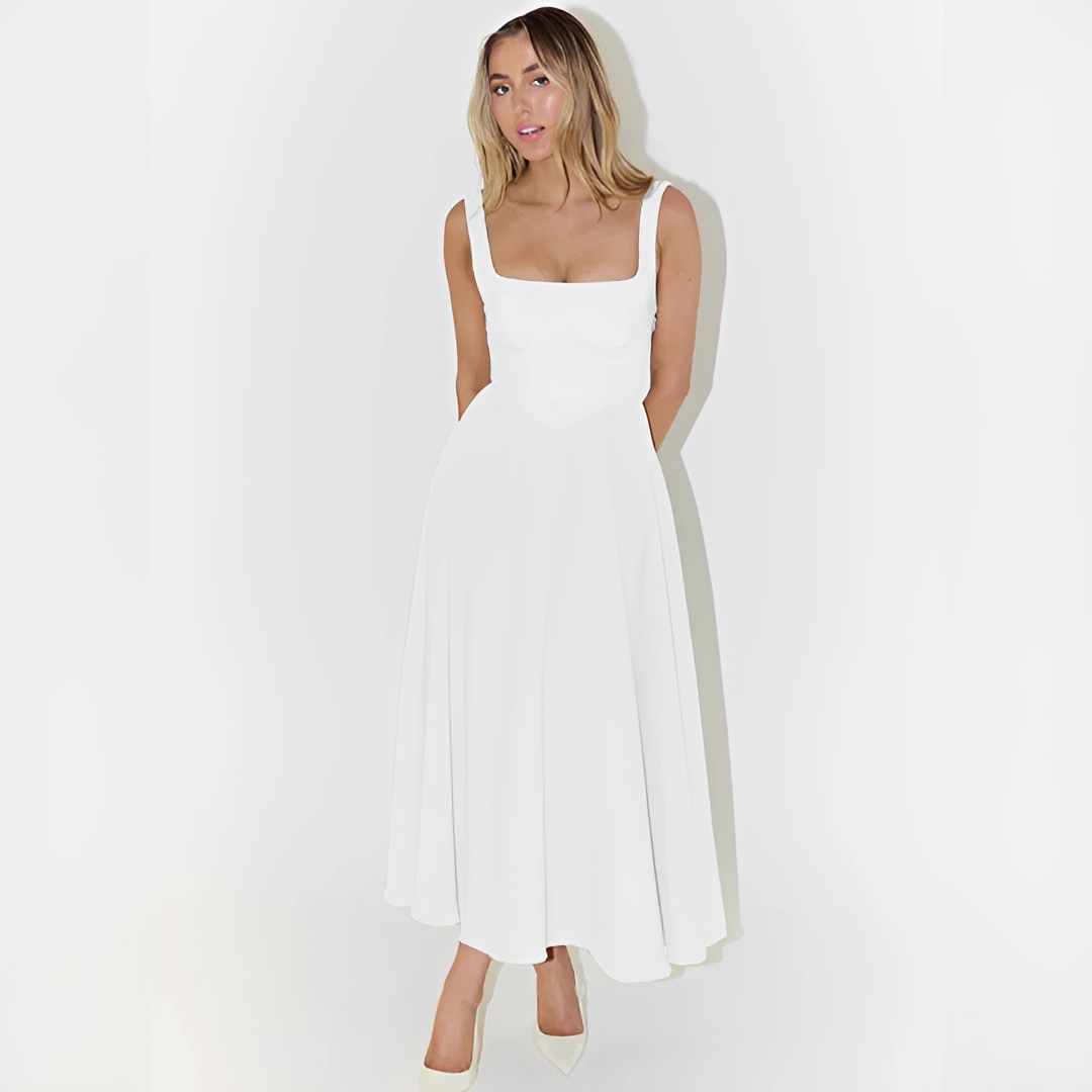 Fioren - Elegantes Midikleid mit Eckigem Ausschnitt
