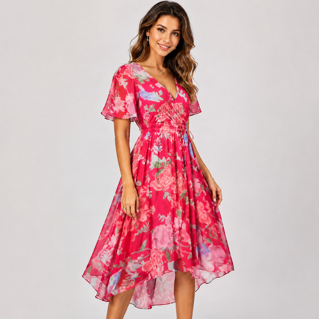 Elsinya - Elegantes und fließendes Midi-Kleid