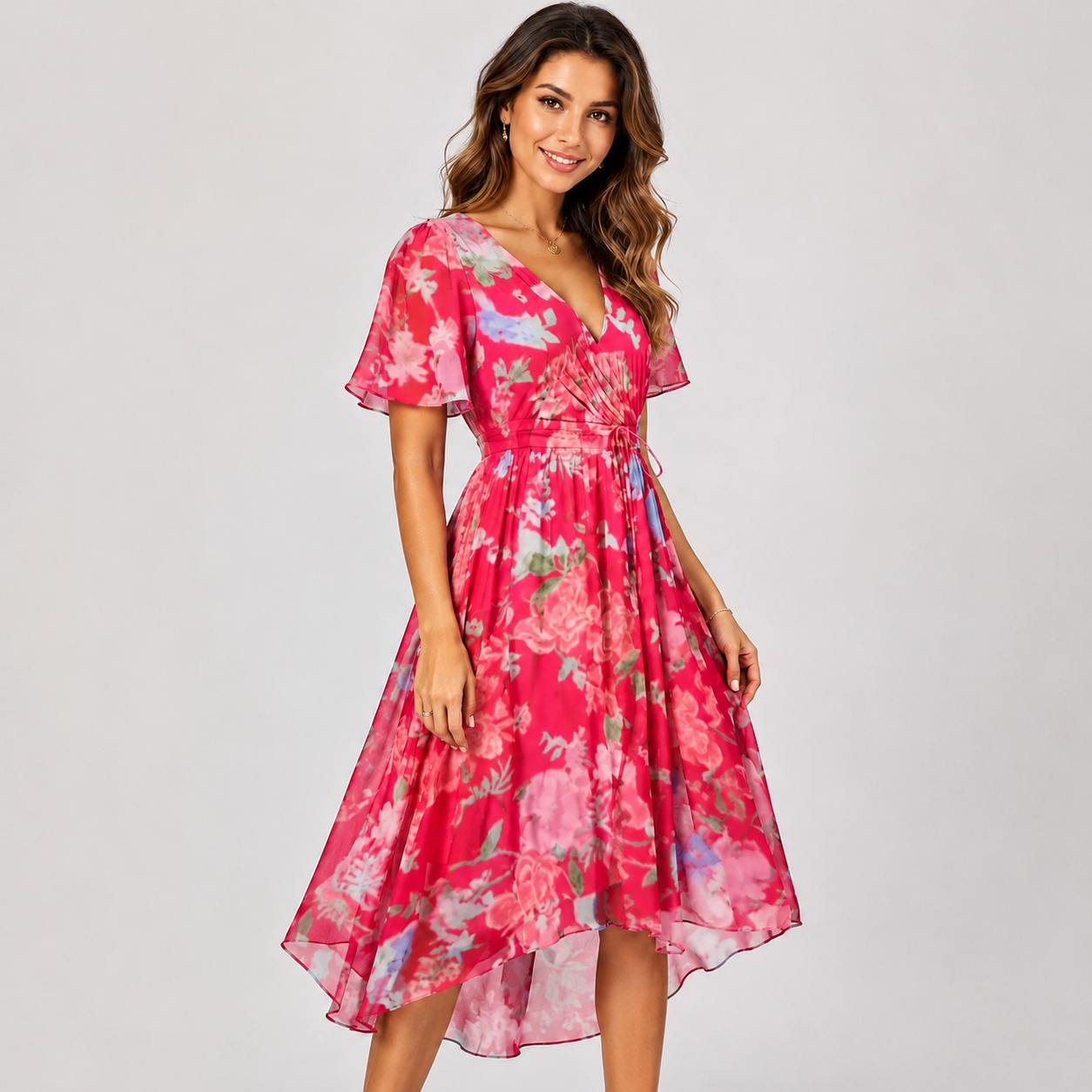 Elsinya - Elegantes und fließendes Midi-Kleid