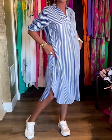 Célia - Bequemes Kragen-V-Ausschnitt-Kleid