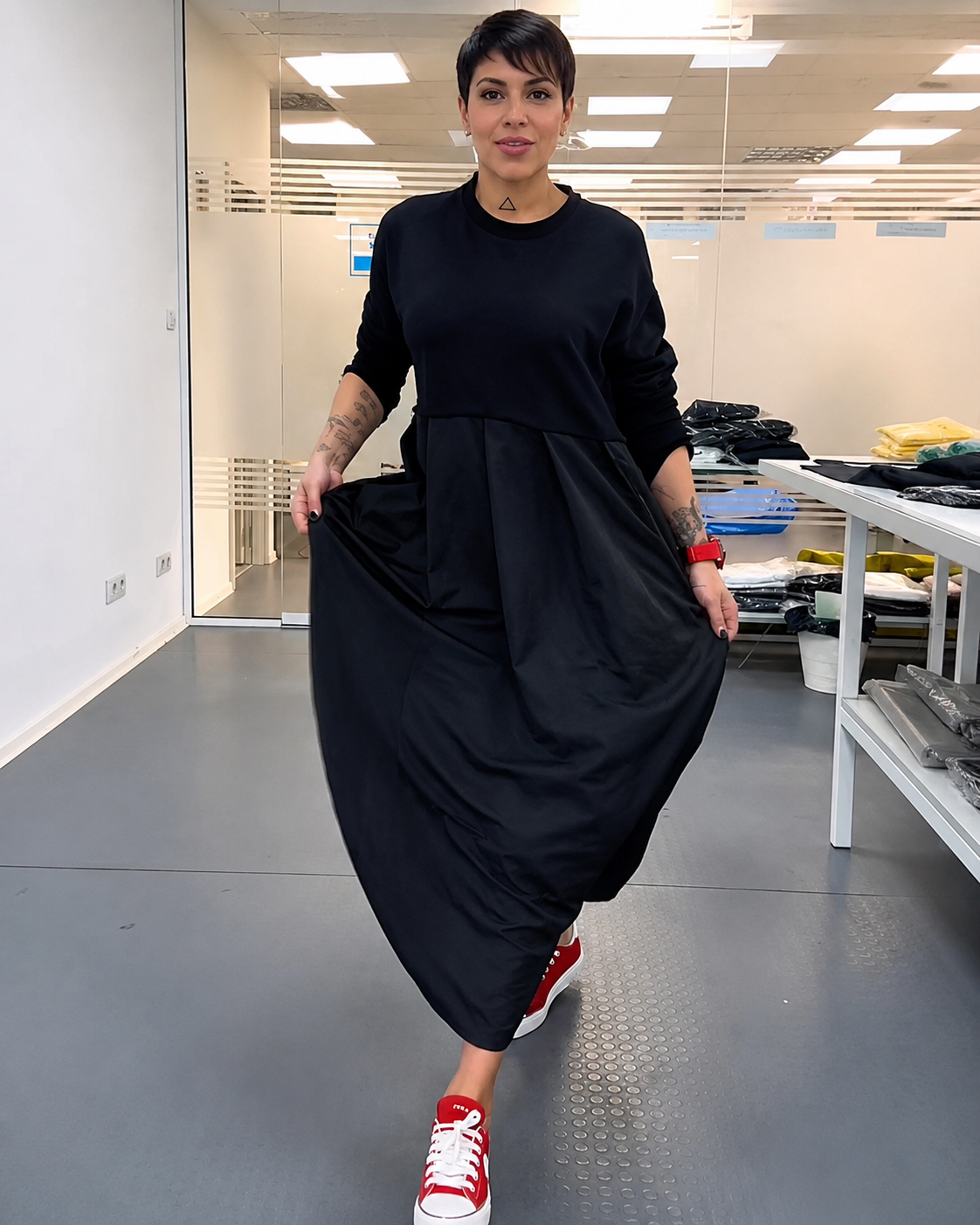 Imelda - Lockeres Rundhalskleid