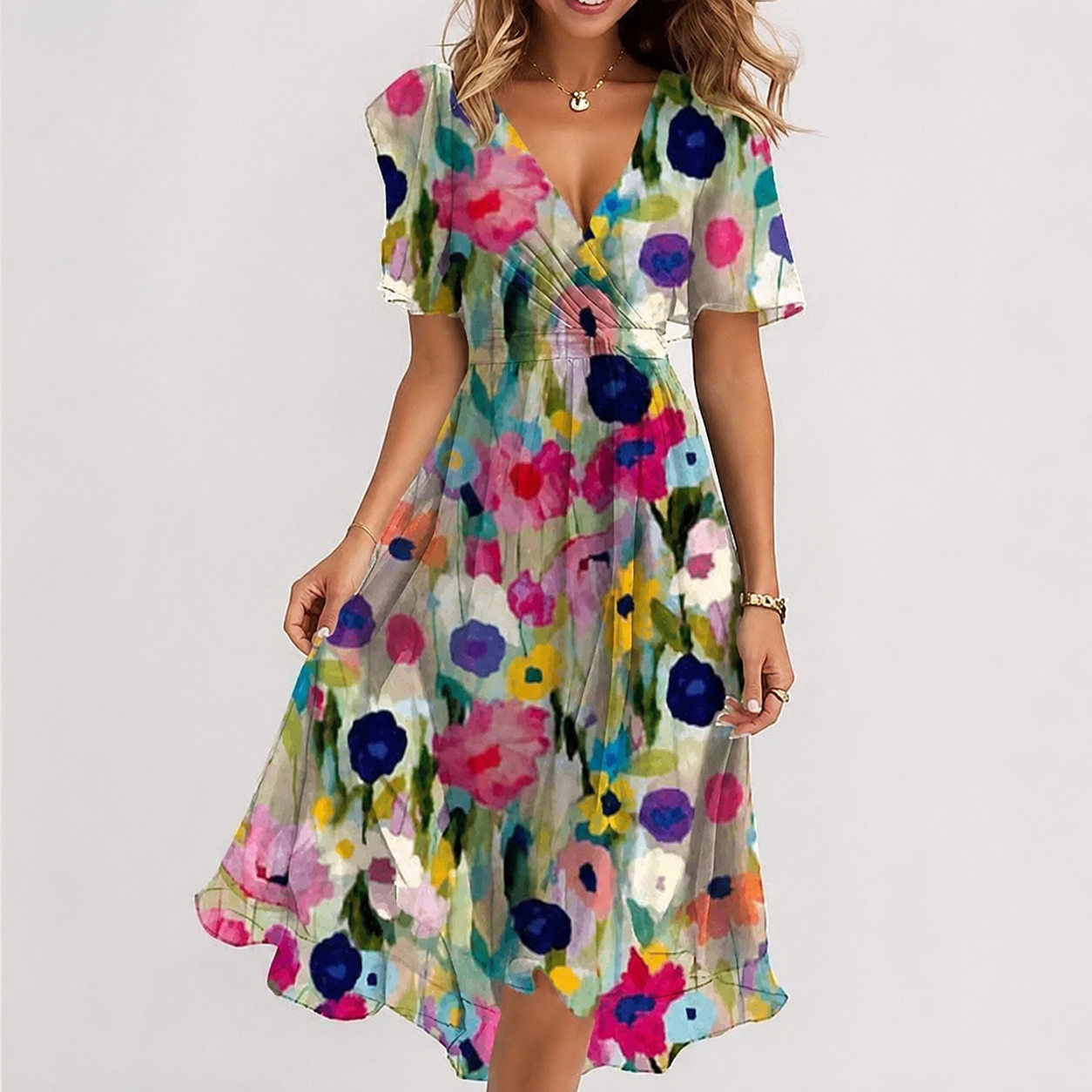 Luella - Fließendes V-Ausschnitt-Midikleid