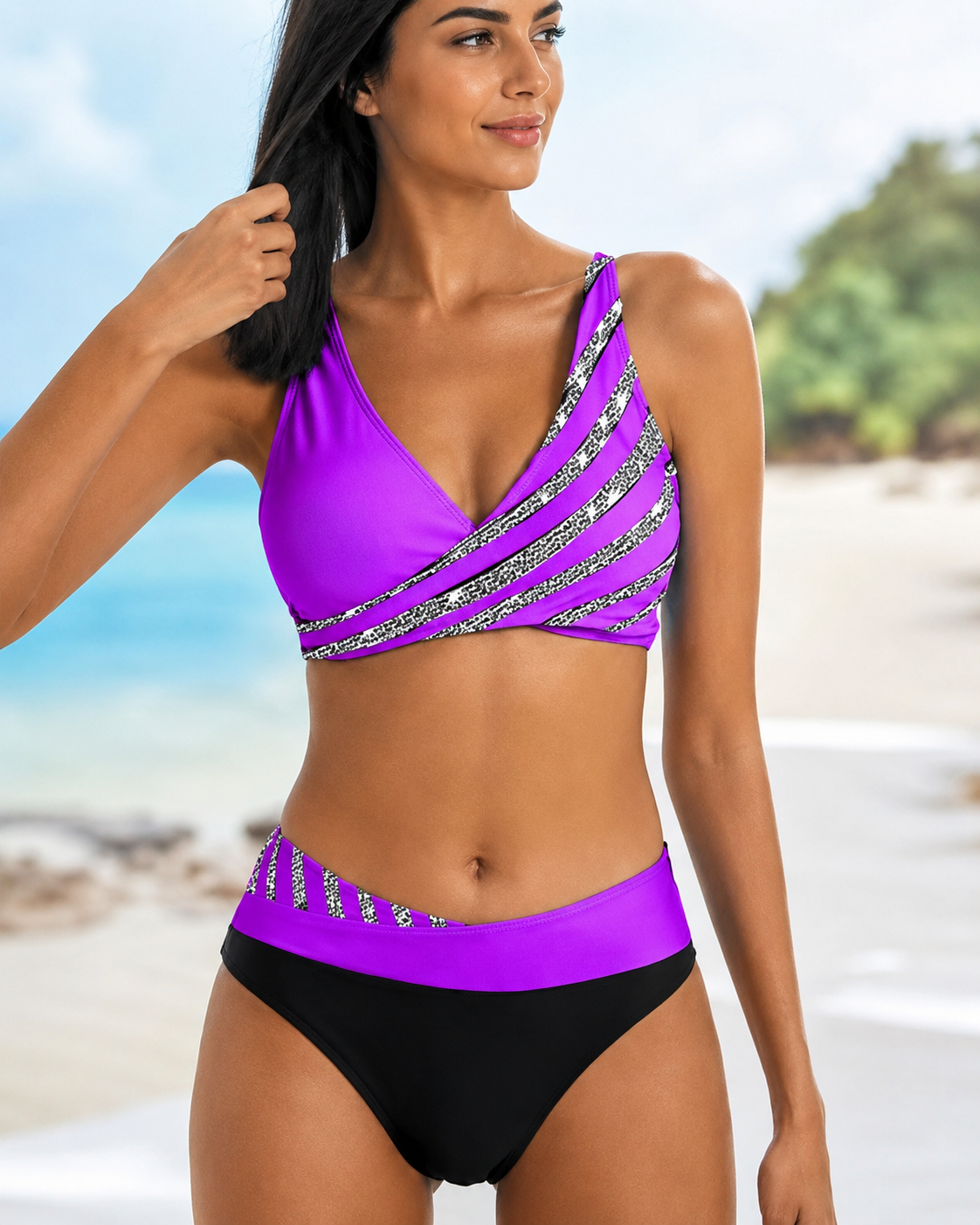 Deliana - Stilvolles gestreiftes Bikini-Set