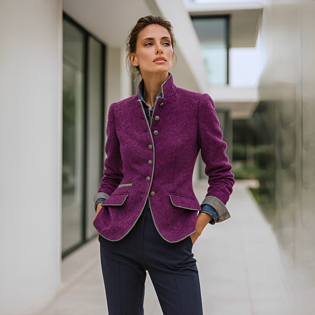 Valerie - Elegante Stehkragen Strickjacke