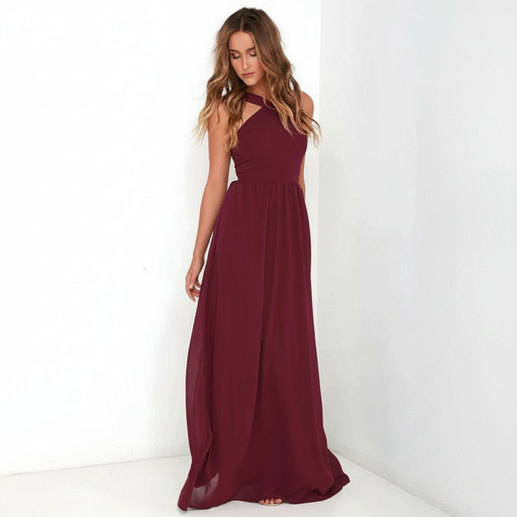 Suzanne - Elegantes Maxikleid mit überkreuztem Hals
