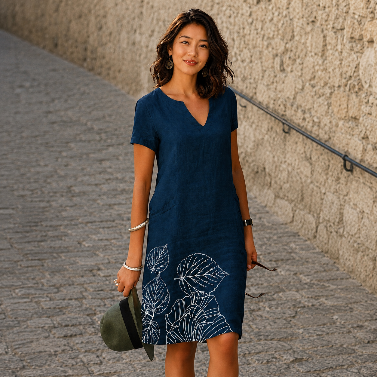 Josette - Lockeres Midikleid mit V-Ausschnitt