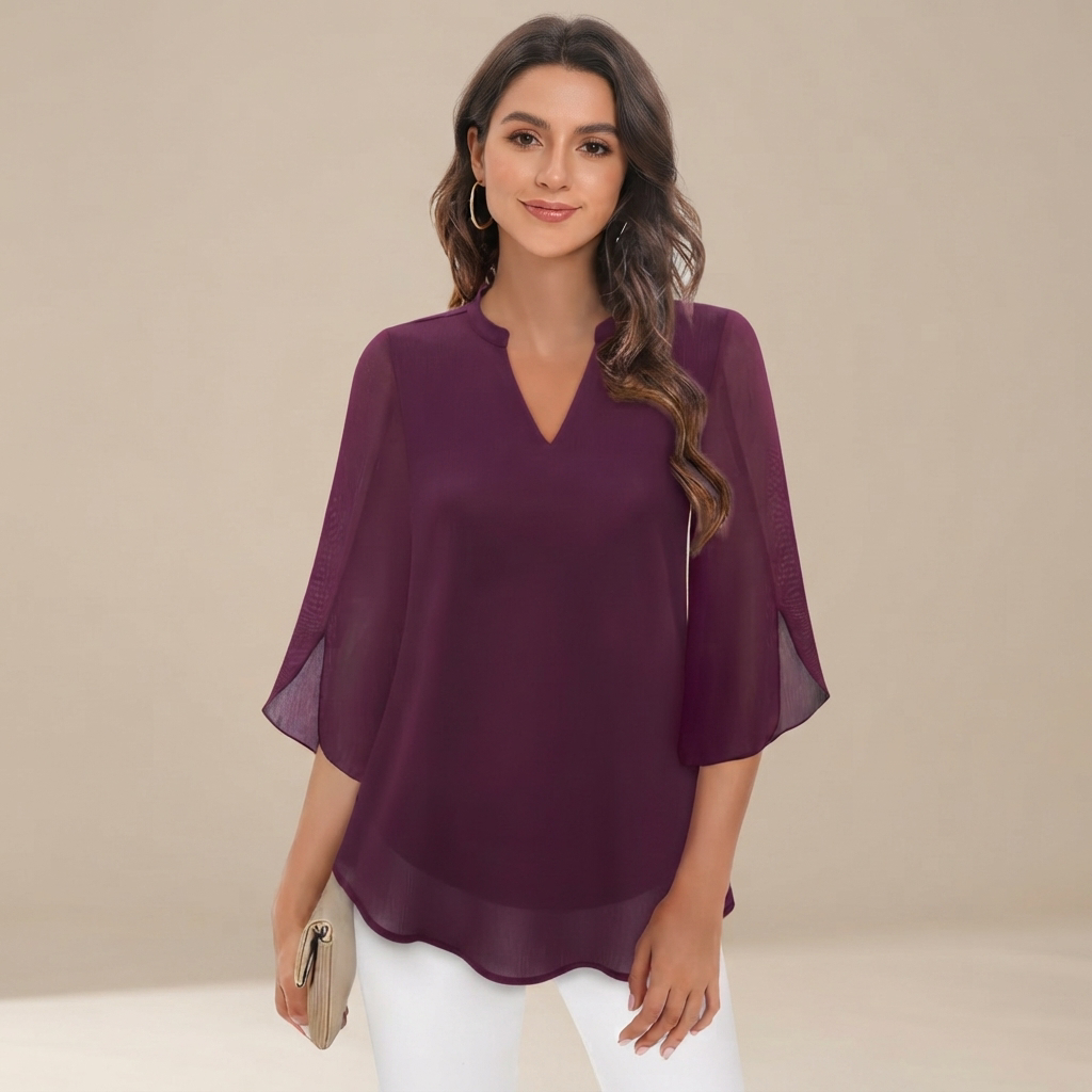 Arsine - Elegante, locker sitzende V-Ausschnitt-Bluse
