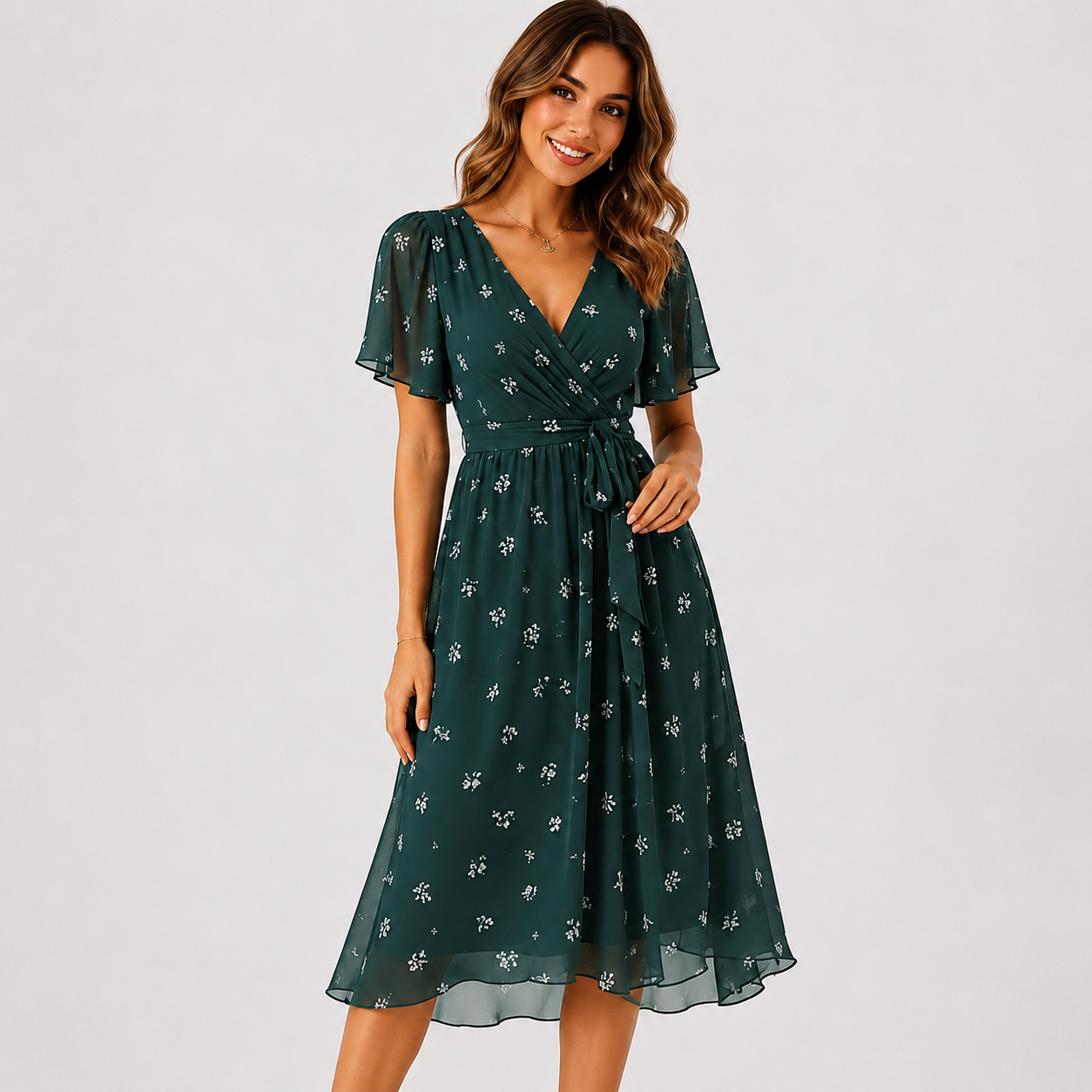 Elsinya - Elegantes und fließendes Midi-Kleid