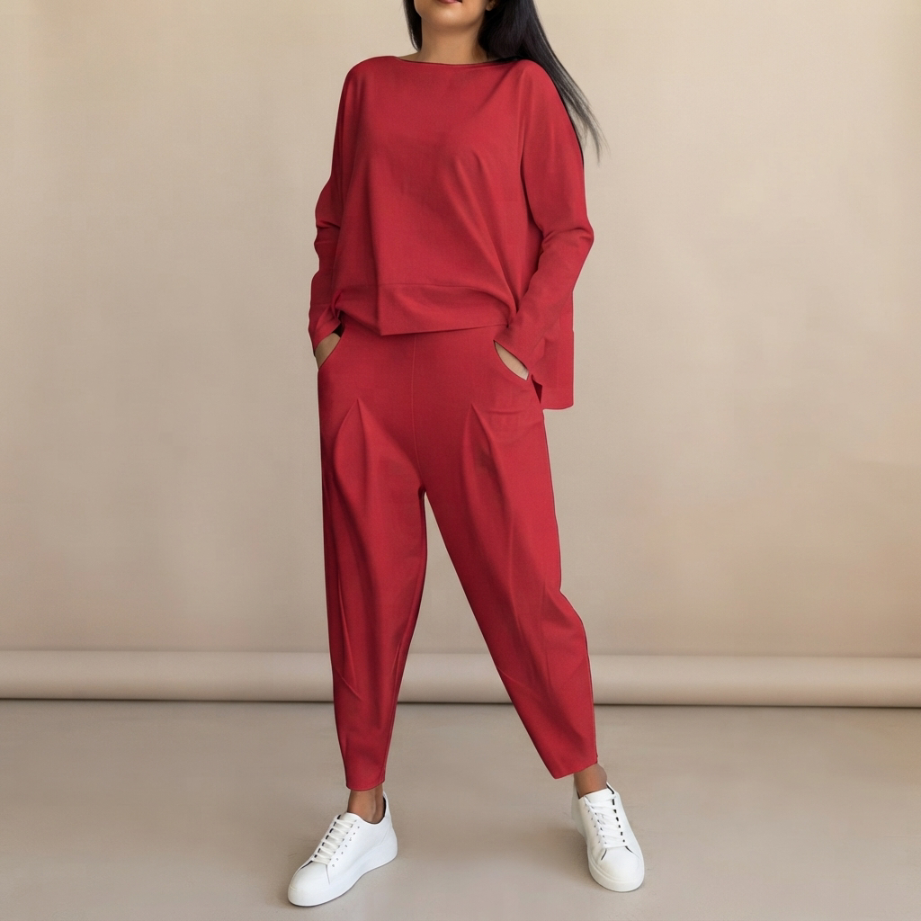 Emilyn - Lässiges Set aus Weitgeschnittener Hose