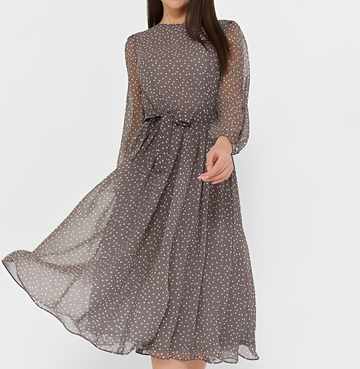 Tessa - Schickes langärmeliges Kleid mit Punkten