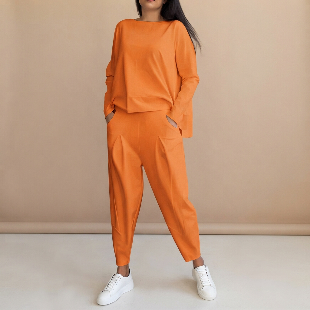 Emilyn - Lässiges Set aus Weitgeschnittener Hose