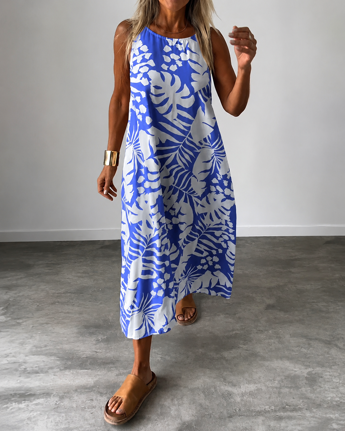 Arianna - Lockeres ärmelloses Kleid mit Muster