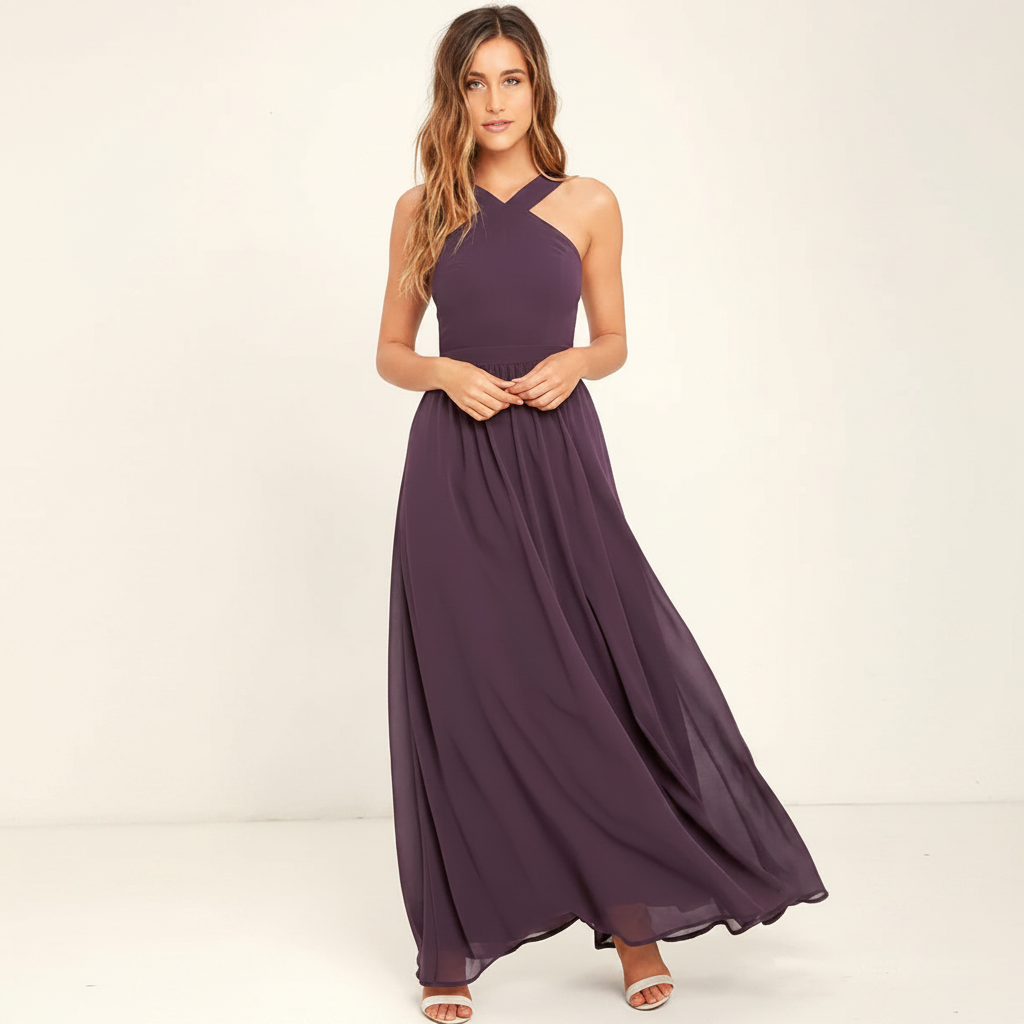 Suzanne - Elegantes Maxikleid mit überkreuztem Hals