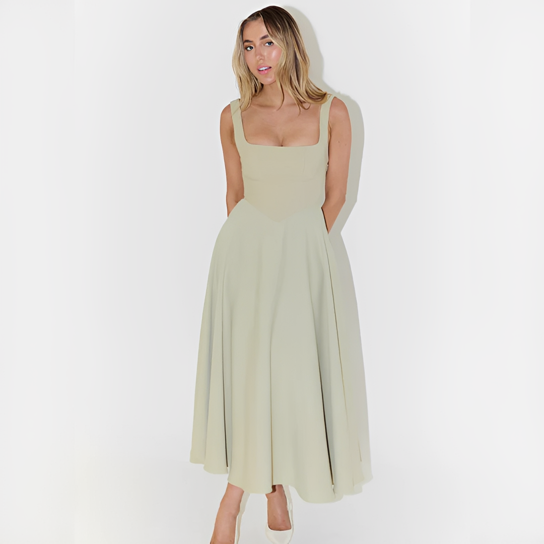 Fioren - Elegantes Midikleid mit Eckigem Ausschnitt