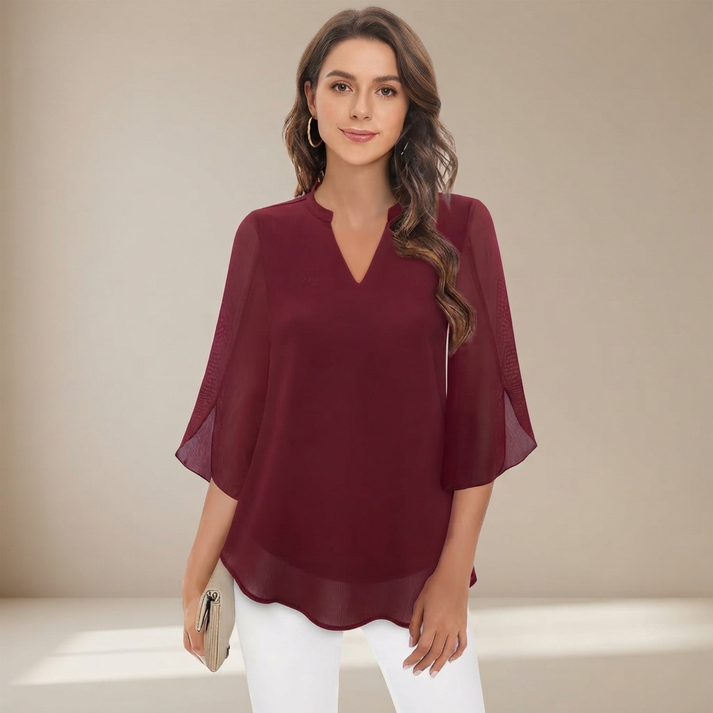 Arsine - Elegante, locker sitzende V-Ausschnitt-Bluse