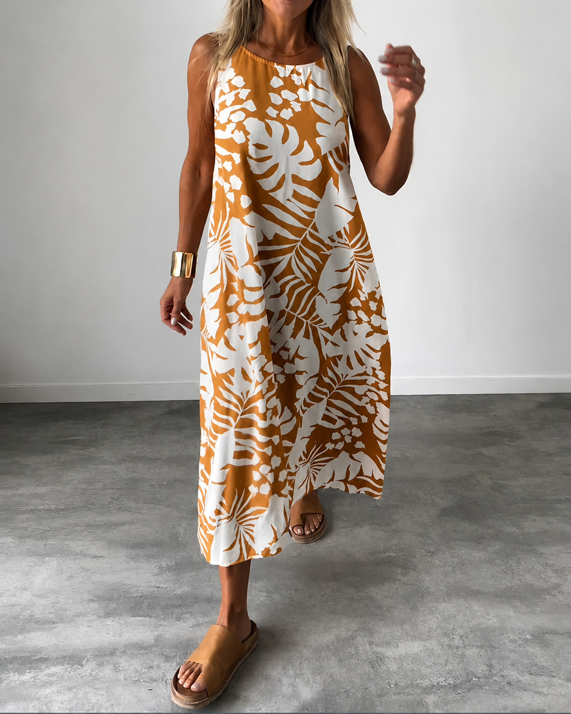 Arianna - Lockeres ärmelloses Kleid mit Muster