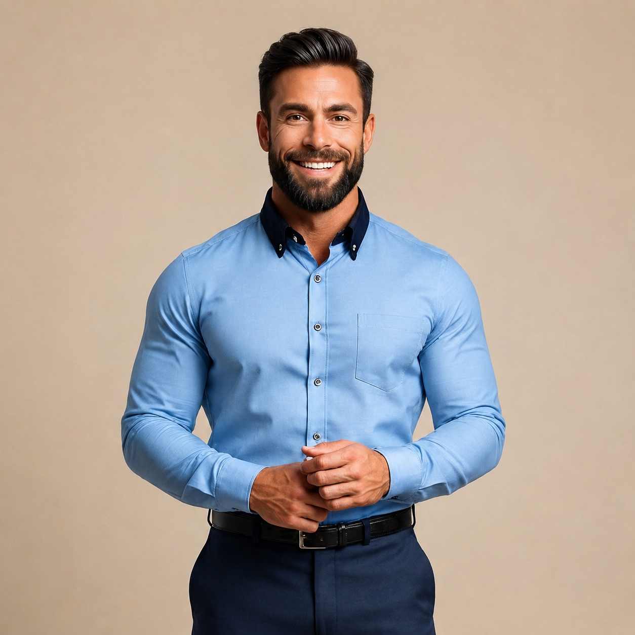 Giovanni - Dehnbares Langarm-Poloshirt