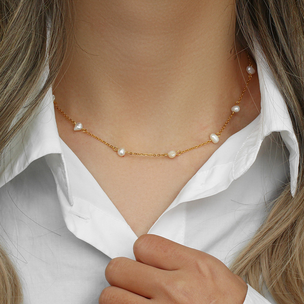 Goldene Perlenkette - Alltags-Halskette