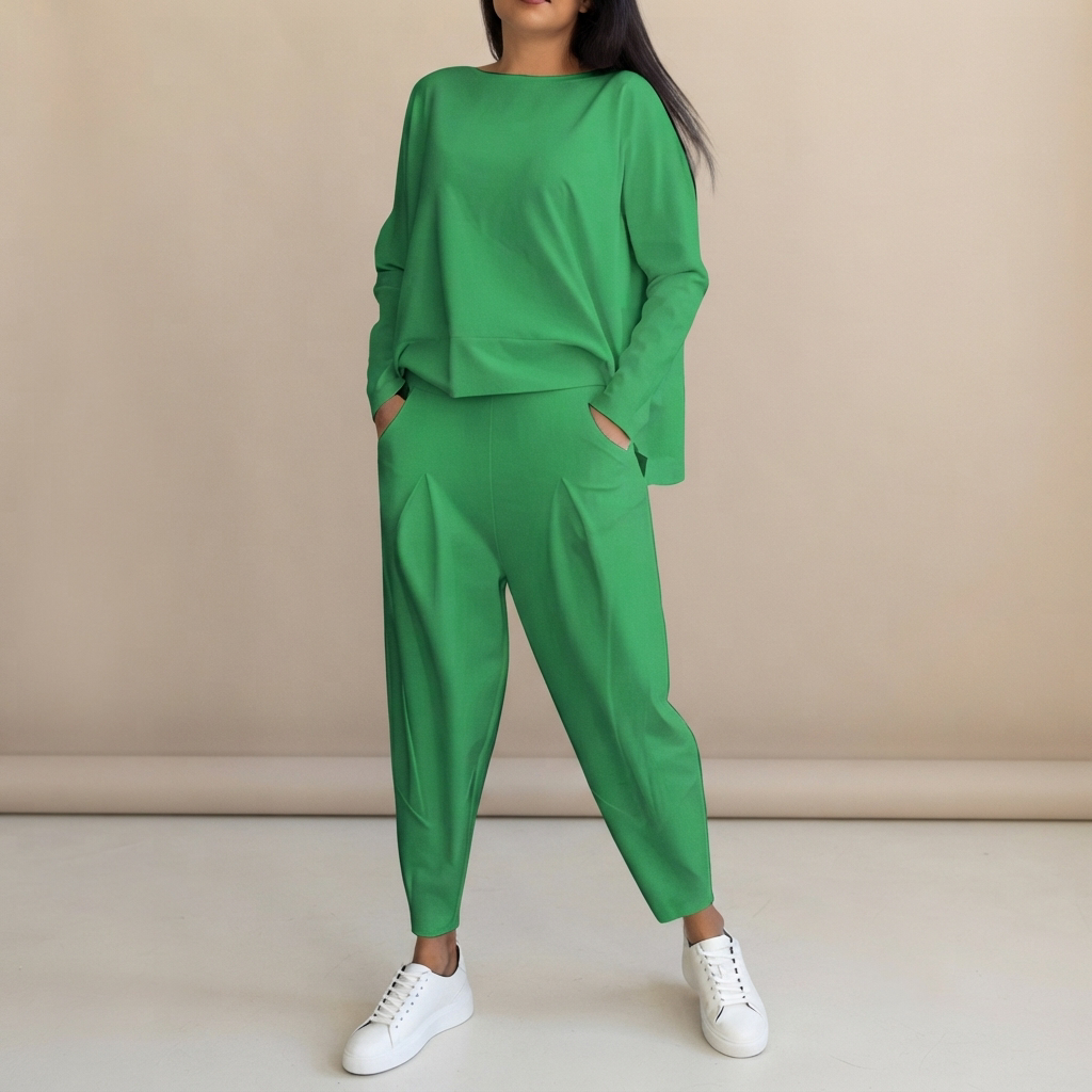 Emilyn - Lässiges Set aus Weitgeschnittener Hose