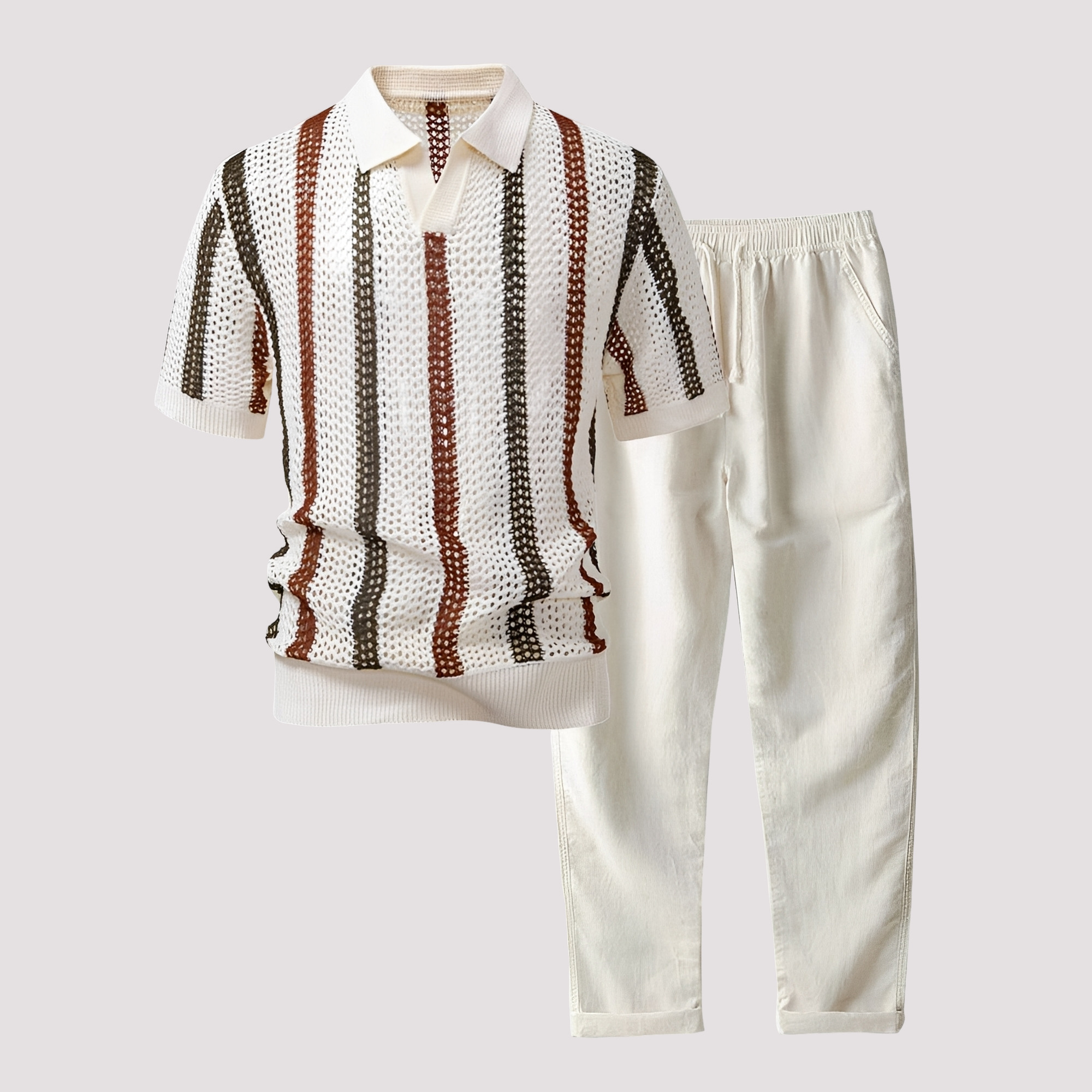 Richards - Bequemes Streifen-Polo mit Hosen-Set