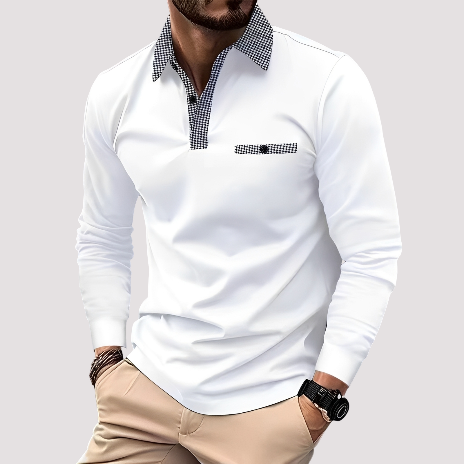 Aidan - Elegantes Langarm-Poloshirt für Herren