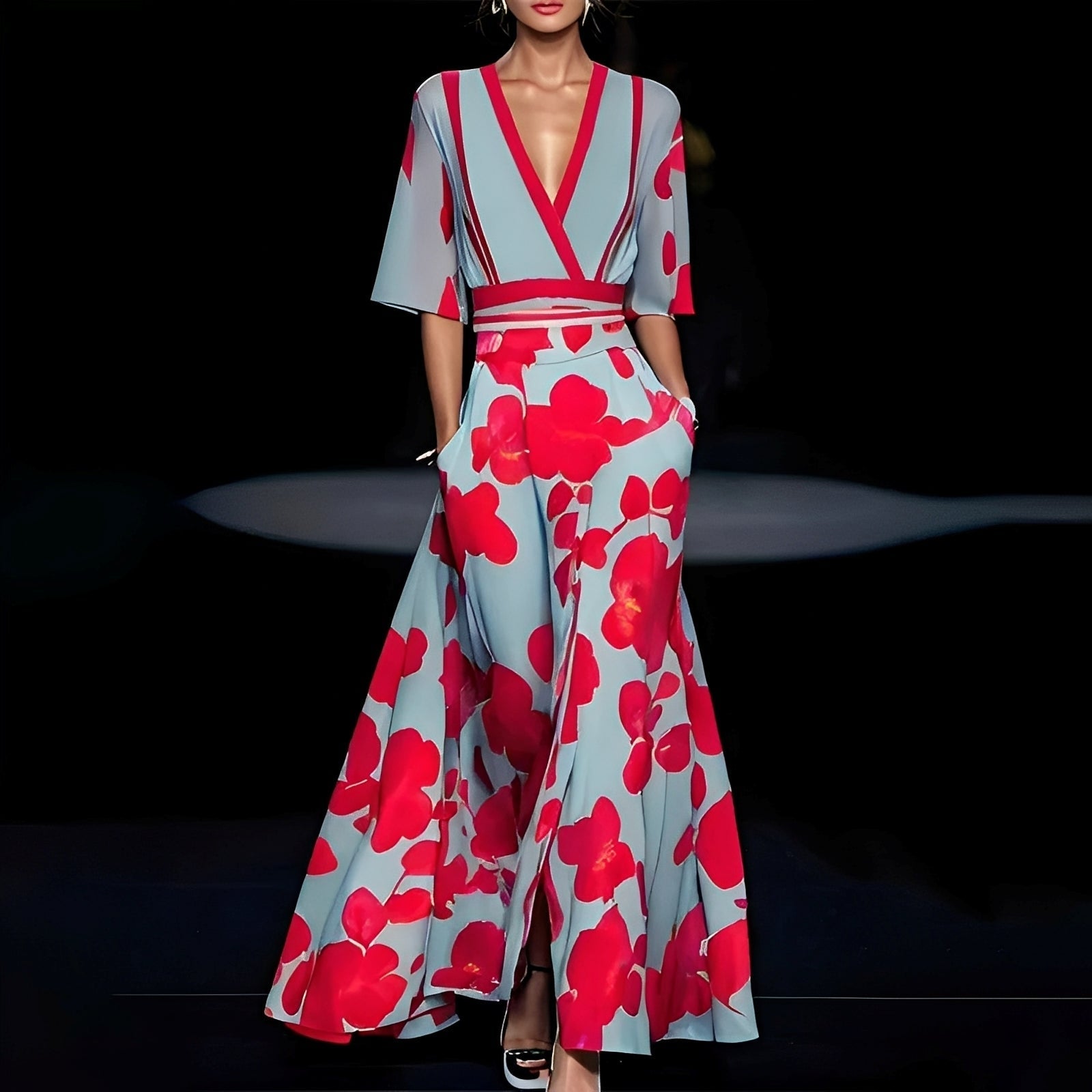Debora - Damenlangkleid mit Blumendesign