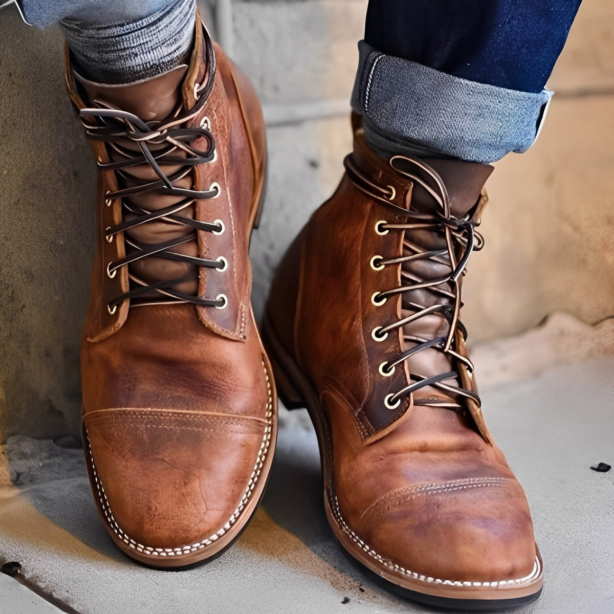 Lucrèce - Vintage-Boots mit Schnürung