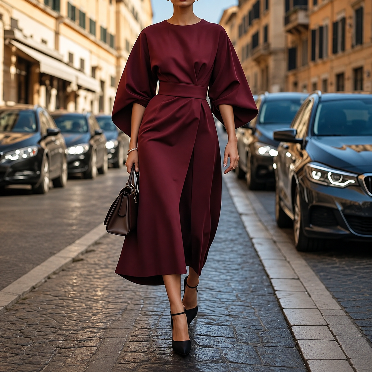 Clare - Maxi Kleid mit Taillenkordel