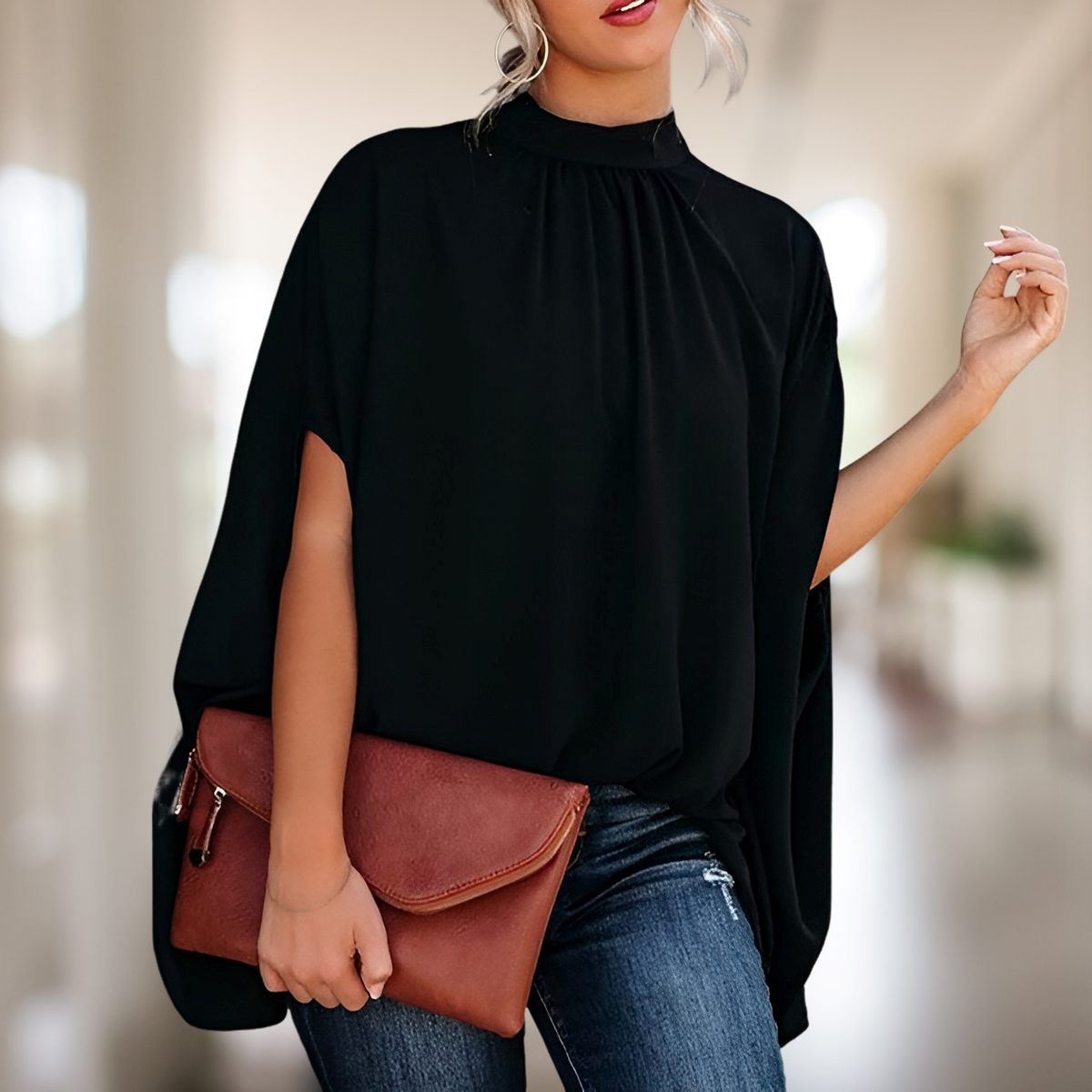 Nedaara - Modische Bluse mit ausgestellt geschnittenem Design