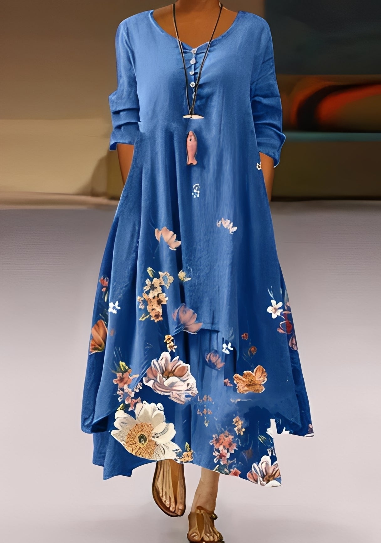 Belle - Stilvolles, locker geschnittenes Damenkleid mit Muster