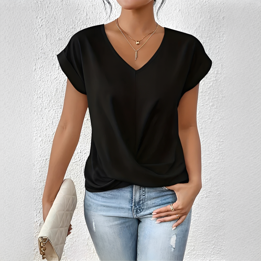 Velanie - Weites V-Ausschnitt-Shirt