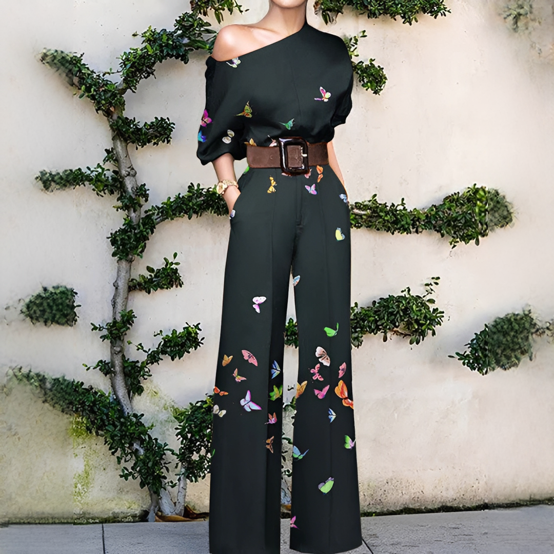 Chandrine - Damenoverall mit asymmetrischen Schnitt und weiten Beinen