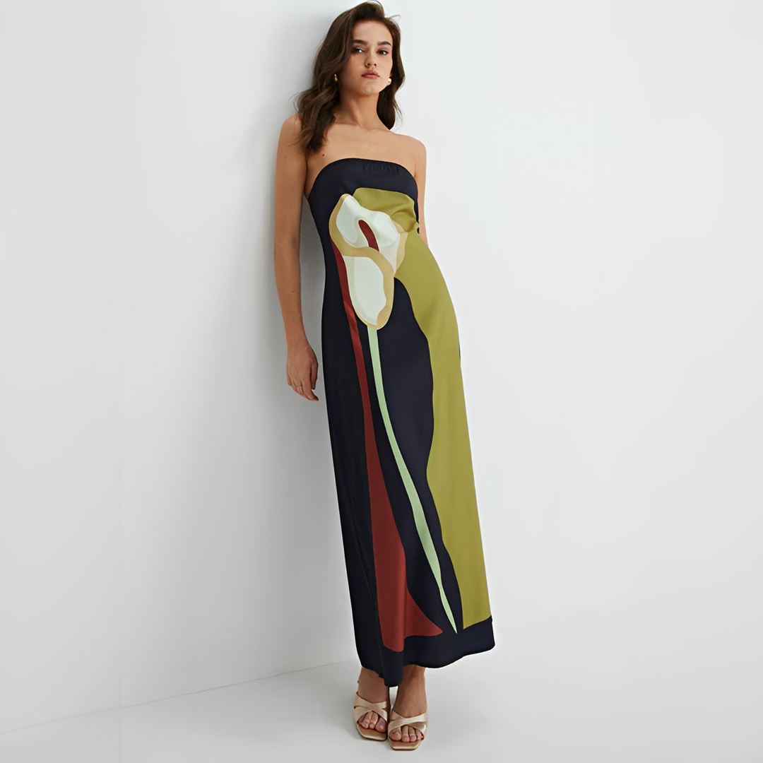 Delaney - Stilvolles Kleid mit Blumenmuster und Tube-Top